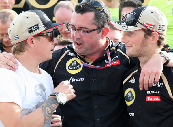 Eric Boullier - Kimi Raikkonen - Romain Grosjean 